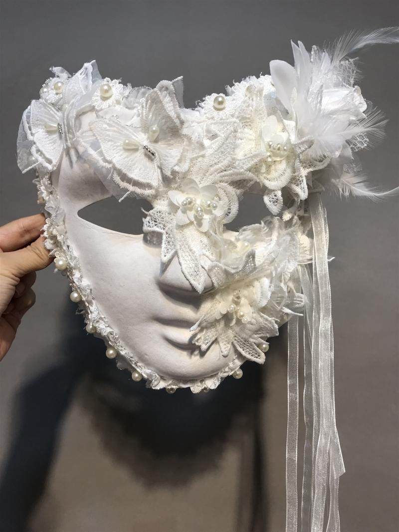 白色蒙面全脸万圣节夜店酒吧聚会公主美女面具神秘威尼斯晚会假面