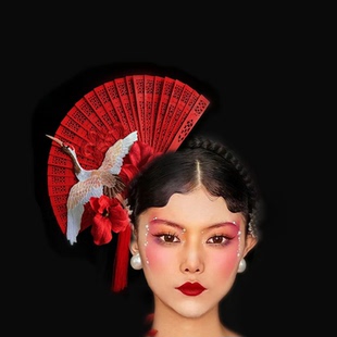 高级宣纸迷你小折扇中国风扇子古风新中式发饰直发钗步摇发叉发簪