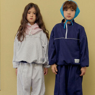HANS半开襟立领上衣！QZ韩国童装26春款男女童休闲卫衣