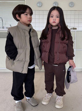 OUR拉链亲子马甲！熊娃奶爸韩国童装26春中大童保暖坎肩上衣