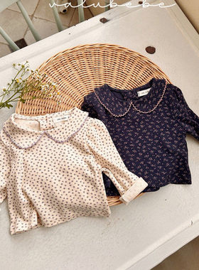 valu碎花翻领打底衫！筱筱QZ~韩国童装代购 26春款婴幼儿小童T恤