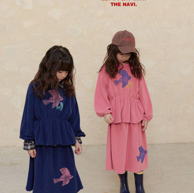 navi棉软长袖！童童小园韩国童装代购 26春款儿童圆领收腰印花T恤