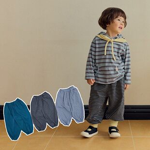 HANS条纹舒适色休闲裤！QZ韩国童装 26春中大童束脚裤
