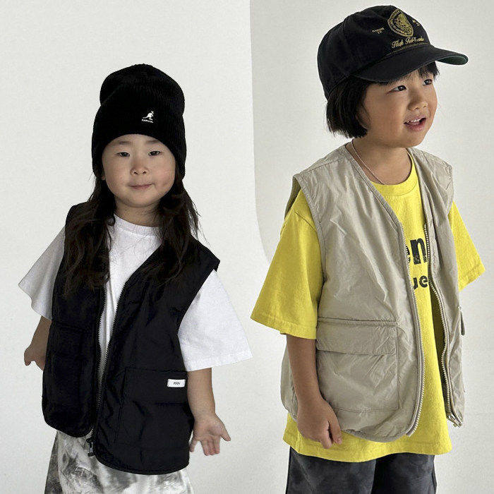 FOOV拉链纯色休闲马甲！韩国童装代购2026春款男女童V领马甲,童装/婴儿装/亲子装,马甲,淘宝优惠券,粉丝福利购,淘宝优惠卷