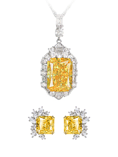 Sasa Studio名媛黄钻珠宝套装15克拉项链+5克拉耳钉