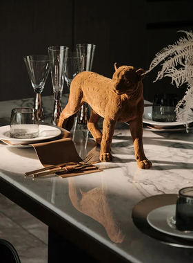 【可开发票】高级感植绒豹子摆件