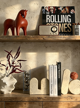 【可开发票】仿洞石几何书挡摆件