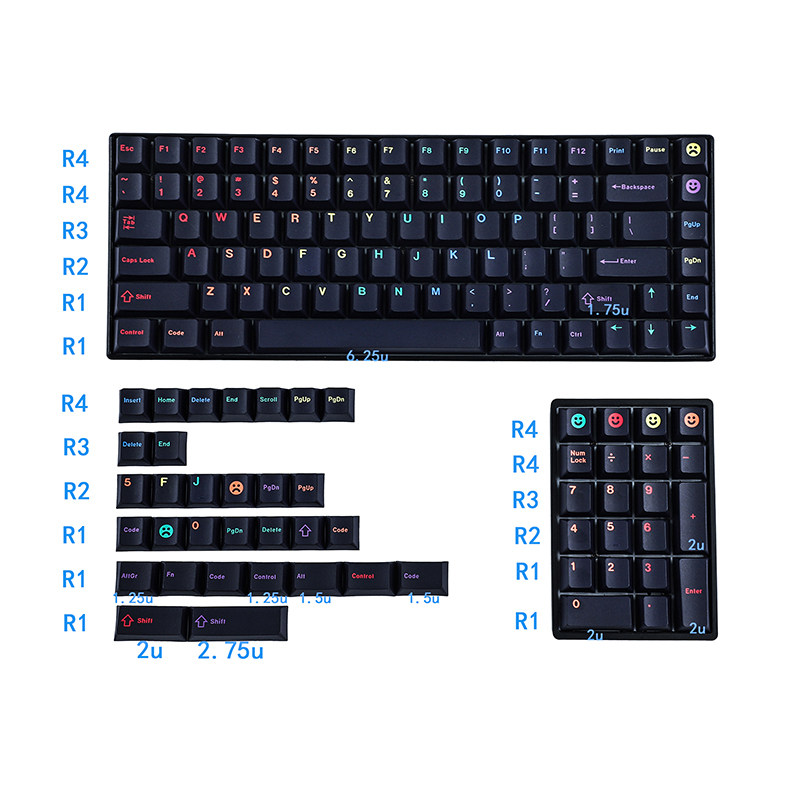 원래 고품질 PBT 소재 5면 승화 자정 무지개 136 키 MX 포트 기계식 키보드 맞춤형 키캡