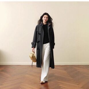 外套女羊毛长款大衣韩版加厚宽松保暖品牌牛角高货扣鹅绒羽绒服呢
