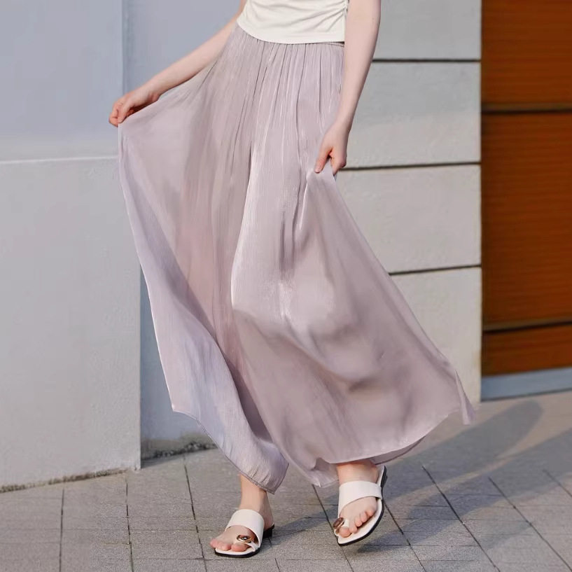 雪纺百褶裙裤女2026夏季新款慵懒风垂感高腰宽松阔腿裤子K96S185A