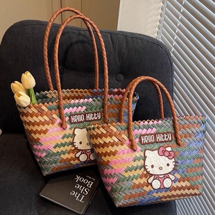 菜篮子编织包包女竹编饭盒度假风大容量手拎藤条手提篮伴手礼拎兜