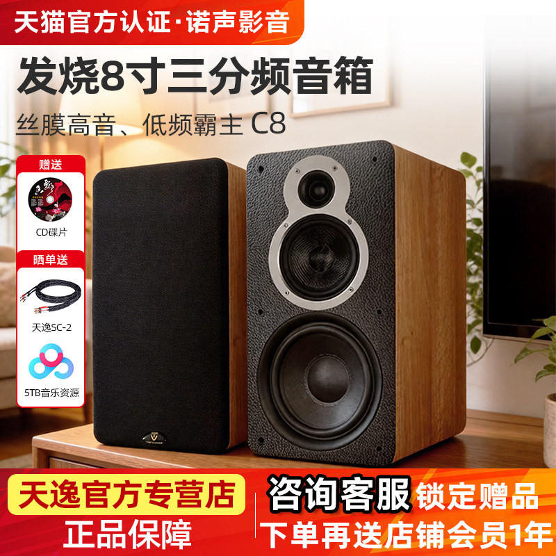 Winner/天逸童笛C8发烧hifi书架无源三分频8寸低音箱家