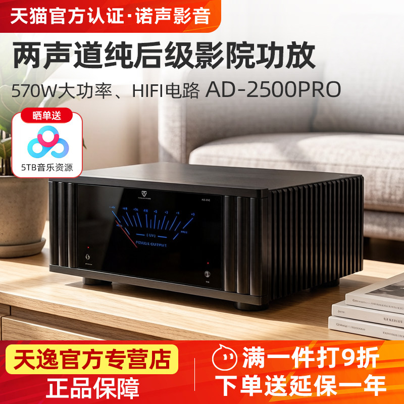 天逸AD-2500 PRO功放高保真立体两声道发烧家用1000瓦大功率后级