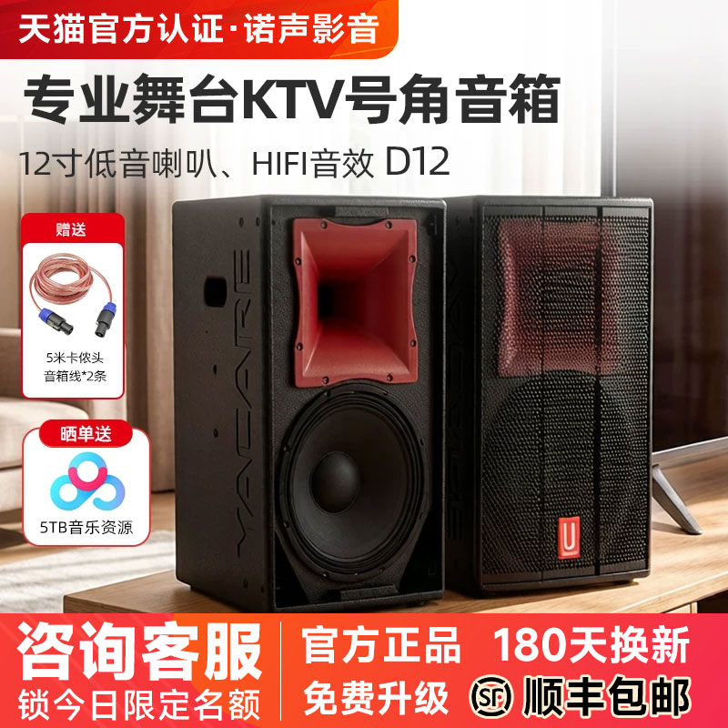 雅桥D12  家用12寸专业舞台音箱大功率卡包KTV会议酒吧音响套装