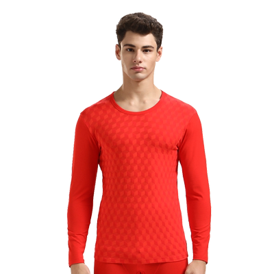 本命年薄款提花鸿运男内衣套装红