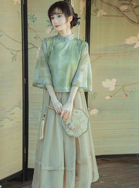 新中式女装旗袍上衣套装连衣裙子中国风轻民国禅意茶服改良版汉服