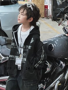 尔菲梵EC潮牌EFF秋天季款男中大童装纯棉长袖拉链卫衣外套上衣衫