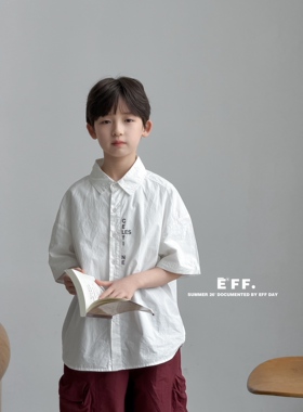 EFF尔菲梵潮牌Ec中大男童装夏天潮牌韩版设计款短袖衬衫宽松上衣