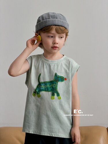 Ec尔菲梵潮牌小男孩宝宝童装夏天季卡通小狗韩版设计新款无袖背心