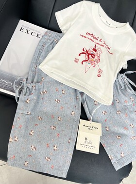 实体店品质小女孩宝宝夏季儿童装韩版卡通短袖T恤纯棉直筒长裤子