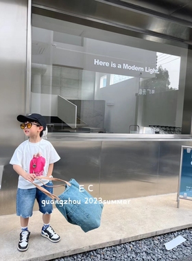 尔菲梵EC潮牌童装小童男宝夏天季纯棉吸汗透气圆领小人物卡通t恤