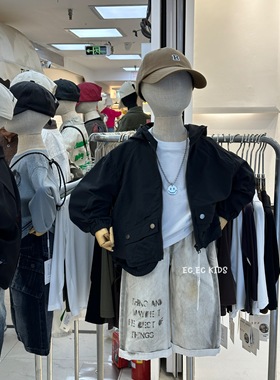 尔菲梵EC潮牌酷男秋天季款小童装连帽拉链长袖冲锋衣开衫风衣外套