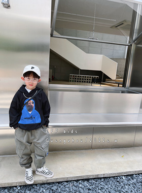 尔菲梵EC潮牌童装秋春季薄款中大童版男宝长袖卡通小狗纯棉卫衣