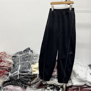 实体店品质男女孩大童装青少年冬季款潮牌加绒加厚束脚运动卫裤子