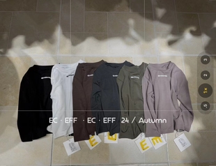 尔菲梵EC潮牌EFF男秋天季款童装长袖圆领中领天丝舒适感打底衫t恤