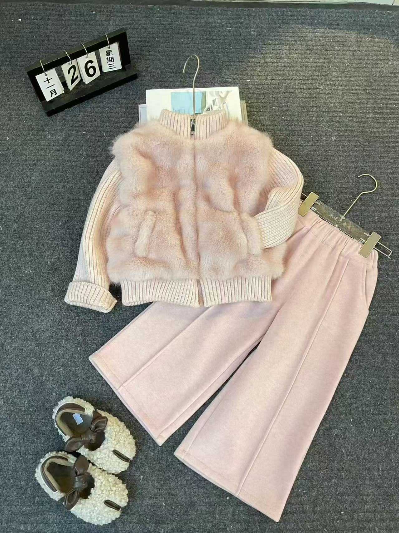 实体店品质女孩中大童装冬季款洋气百搭加厚保暖皮草外套毛毛上衣