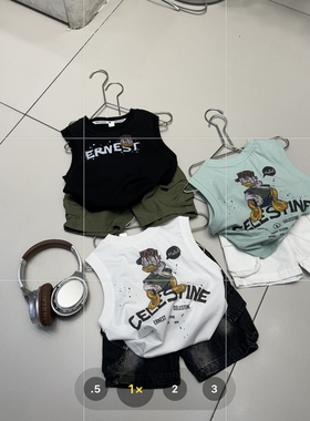 尔菲梵EC潮牌夏天季款男宝宝小童装纯棉无袖圆领唐老鸭英文背心t