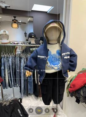 尔菲梵EC潮牌男冬天季款加厚一套绒小童装保暖洋气拉链卫衣外套