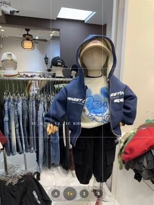 尔菲梵EC潮牌男冬天季款加厚一套绒小童装保暖洋气拉链卫衣外套