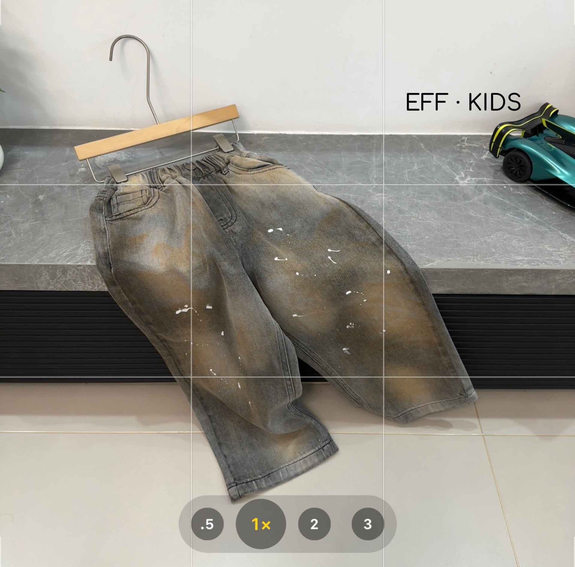 尔菲梵EC潮牌EFF秋天季款男孩中大童装洗水做旧锈蚀色复古牛仔裤