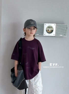 EFF尔菲梵潮牌Ec中大男童装夏天季韩版设计新款短袖高级纯棉t恤衫