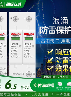 德力西 避雷器 防雷器  1P 2P 275V 40KA 家用HDYE电涌浪涌保护器