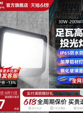 德力西LED户外照明灯探照投光灯室外厂房泛光灯防水工程工地射灯