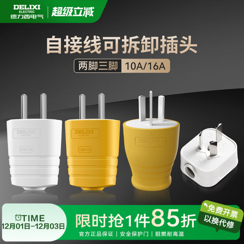 德力西插头10a16a二三脚