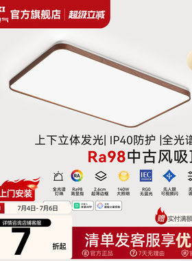 德力西中古风客厅灯全光谱吸顶灯