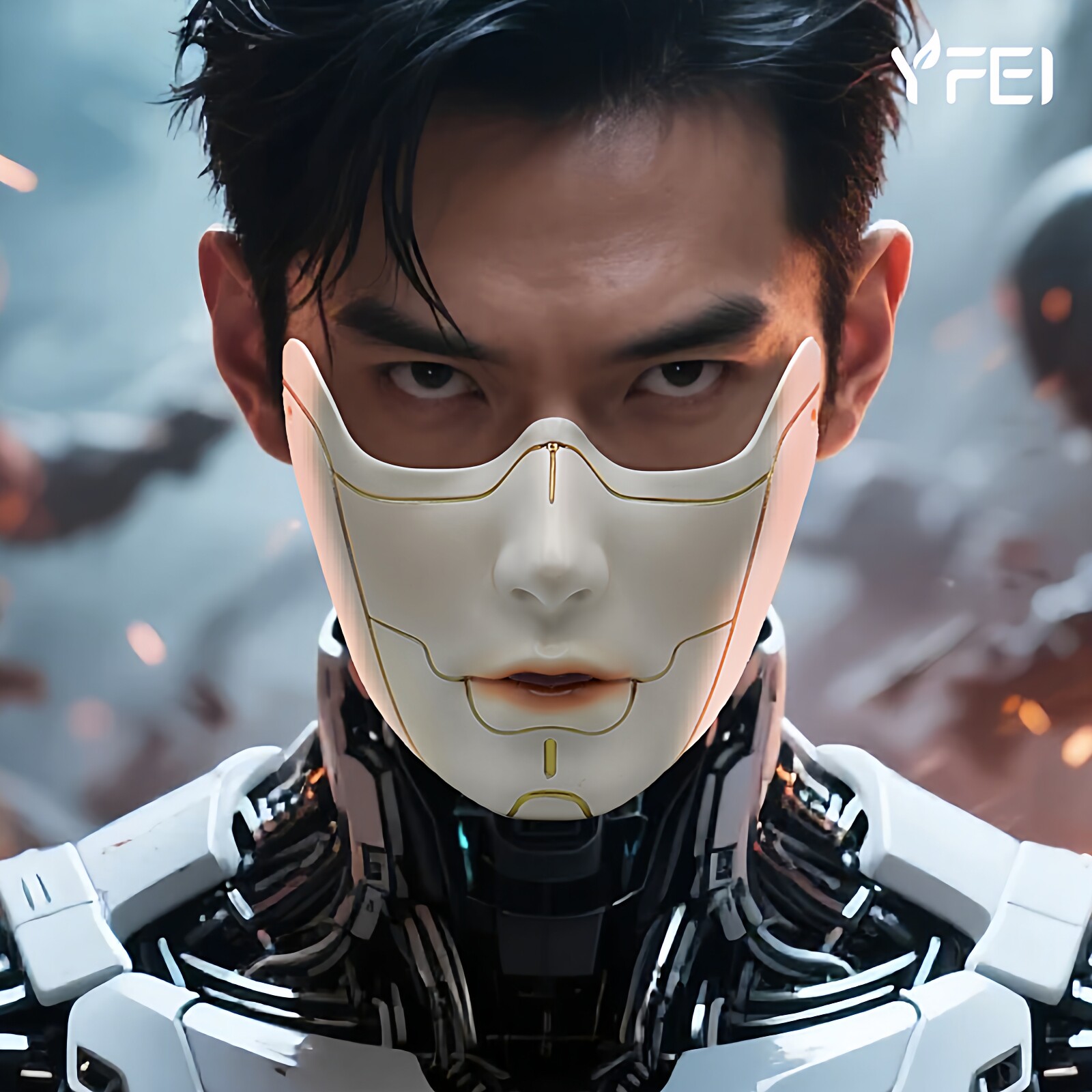 网红赛博覆面甲半脸面具