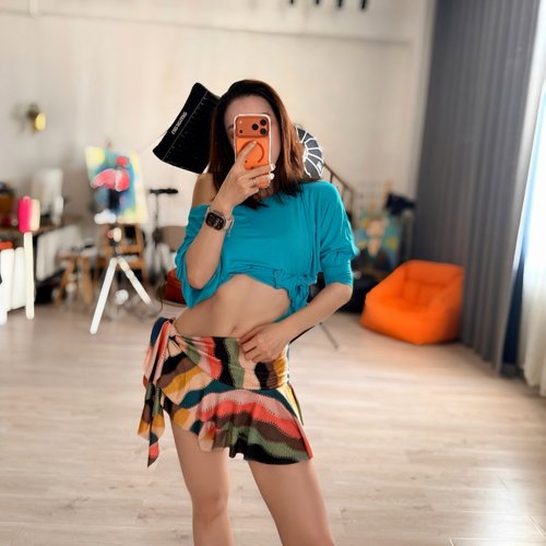 纪小白哈娜双层荷叶边肚皮舞