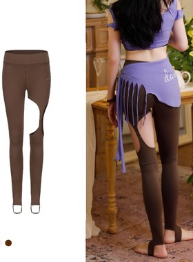 纪小白原创运动舞蹈普拉提瑜伽打底裤镂空修身显瘦踩脚四季练功服