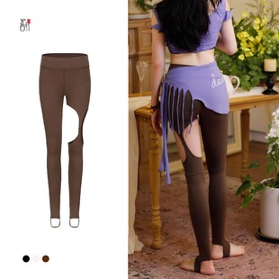 练功服 显瘦踩脚四季 纪小白原创运动舞蹈普拉提瑜伽打底裤 镂空修身