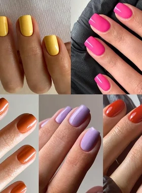 穿戴式红色穿戴甲nails纯色短款甲片彩色经典美甲方型假指甲