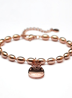 18k玫瑰金钛钢龙猫手链饰品