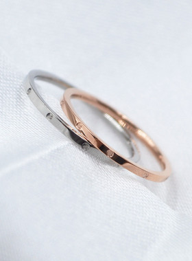 极细关节钛钢镀18k玫瑰金戒指