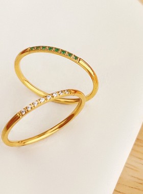 女钛钢ins8个钻戒指尾戒不掉色