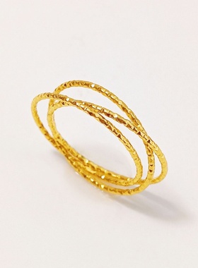 时尚质感磨砂三环钛钢18K金戒指