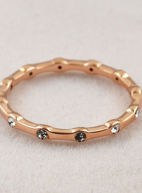 全带钻全带钻钛钢镀玫瑰金戒指