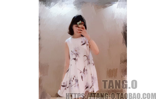 S家印花雪纺无袖连衣裙花朵A字裙女夏